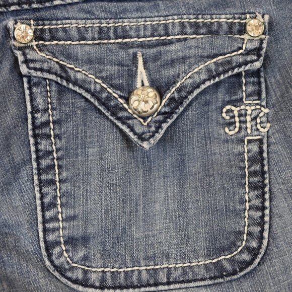 Miss Me Wide Leg Mid Rise Bling Jeans 27 JPS5148-2 MK14 Y2K Vintage Style - Picture 10 of 14